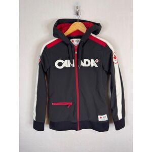 Hudson's Bay Co Team Canada Olympic Softshell Hoodie Jacket Womens Small Black